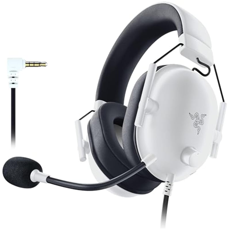 Káblový headset pre e-šport Razer BlackShark V2 X – 50 mm meniče Triforce, priestorový zvuk 7.1, kardioidný mikrofón Hyperclear, pasívne potlačenie hluku, biely