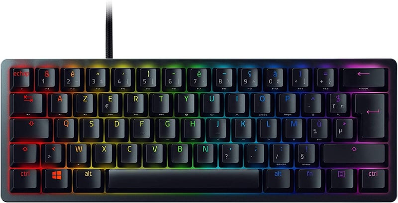 Mechanická herná klávesnica Razer BlackWidow V3 Mini HyperSpeed – čierna, žlté spínače, 65 % kompaktná, Bluetooth, RGB, francúzske rozloženie AZERTY