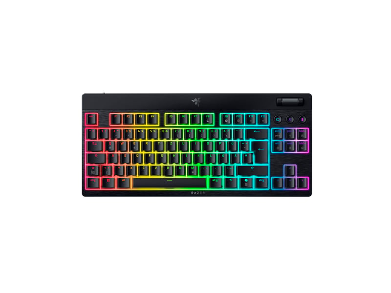 Bezdrôtová herná klávesnica Razer BlackWidow V4 Tenkeyless HyperSpeed Low Profile – oranžové spínače, hot-swap, RGB, HyperSpeed a BT