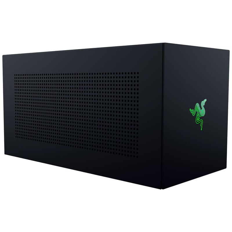 Externý grafický desktop Razer Core X V2 pre notebooky s rozhraním Thunderbolt – Thunderbolt 3 – 3,5-slotové PCIe – vetraná oceľová skriňa – čierna