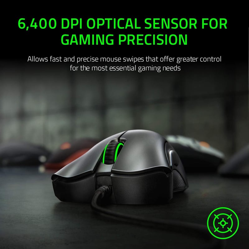 Razer DeathAdder Essential 2021 Vezetékes Gamer Egér 6400 DPI Optikai Szenzor - black, DeathAdder Essential (2021)
