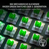 Sada mechanických spínačov Razer – Zelený "clicky" spínač, 3. generácia, balenie, priehľadný kryt, šošovka pre LED, životnosť 100 miliónov stlačení 3
