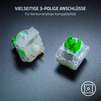 Sada mechanických spínačov Razer – Zelený "clicky" spínač, 3. generácia, balenie, priehľadný kryt, šošovka pre LED, životnosť 100 miliónov stlačení 7
