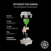Sada mechanických spínačov Razer – Zelený "clicky" spínač, 3. generácia, balenie, priehľadný kryt, šošovka pre LED, životnosť 100 miliónov stlačení 4