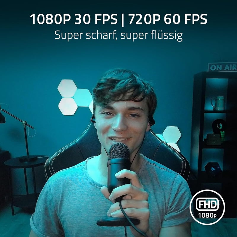 Razer Streaming Mikrofon - Kompakt Fekete Stúdióminőségű Mikrofon Windows Rendszerhez, 2,45" Kijelzővel, Digitális Kamerával Kompatibilis