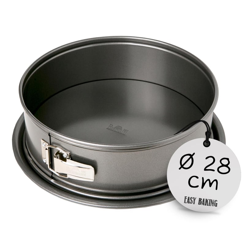 Formă de tort cu arc RBV Birkmann 28 cm rotundă – Oțel carbon gri, strat antiaderent de marcă, margine extra înaltă de 9 cm, protecție împotriva scurgerilor