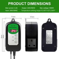 Digitálny termostat RC SLL pre vyhrievacie podložky na klíčenie a pestovanie sadeníc, 5,6–42,2 °C, 4,2 A 1000 W, s certifikáciou ETL 3