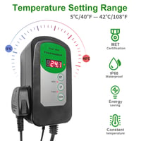 Digitálny termostat RC SLL pre vyhrievacie podložky na klíčenie a pestovanie sadeníc, 5,6–42,2 °C, 4,2 A 1000 W, s certifikáciou ETL 2