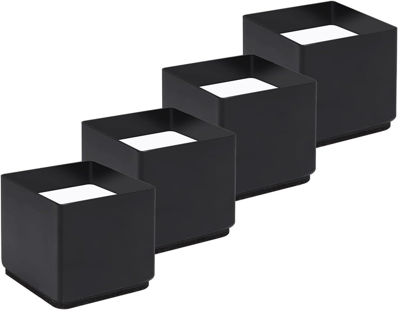 RCHYFEED Fekete bútoremelő 5 cm 2 inch szénacél elefánt alap, szélesebb ágy és asztal lábemelő készlet 4 db, 7,6 cm-ig
