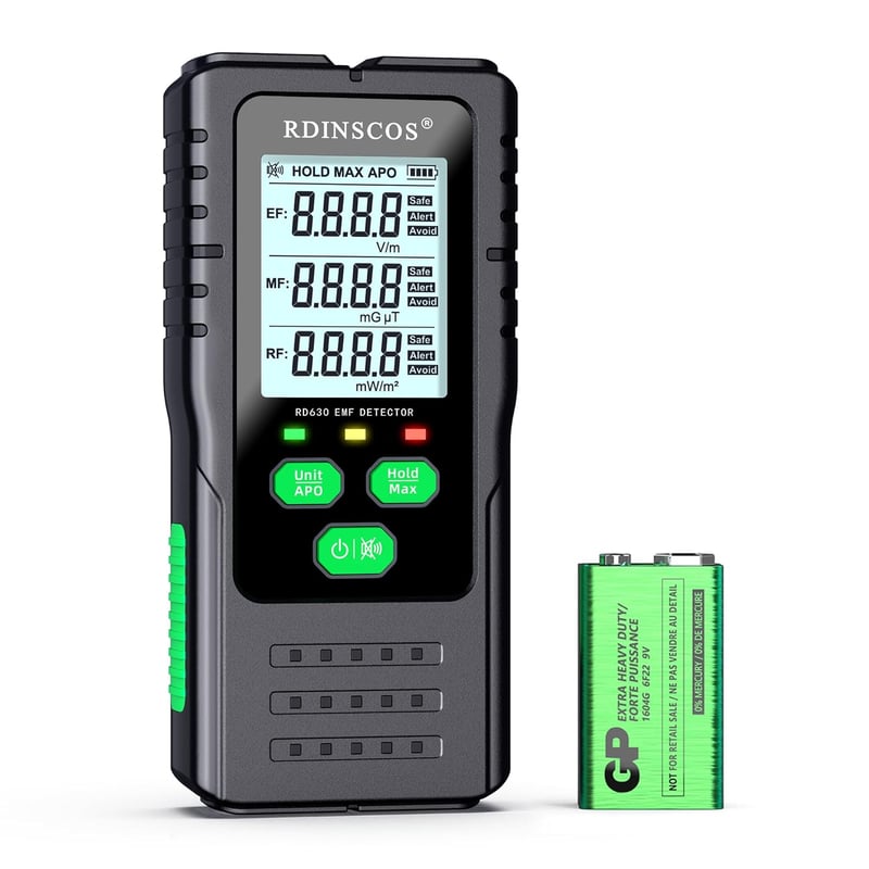 RDINSCOS EMF mérő elektromágneses sugárzás detektor kézi EF/MF/RF