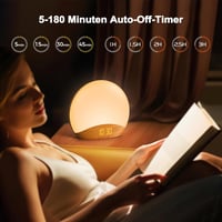 Ceas deșteptător cu aspect de lemn REACHER cu lumină de răsărit și aparat cu zgomot alb, 26 de sunete 5