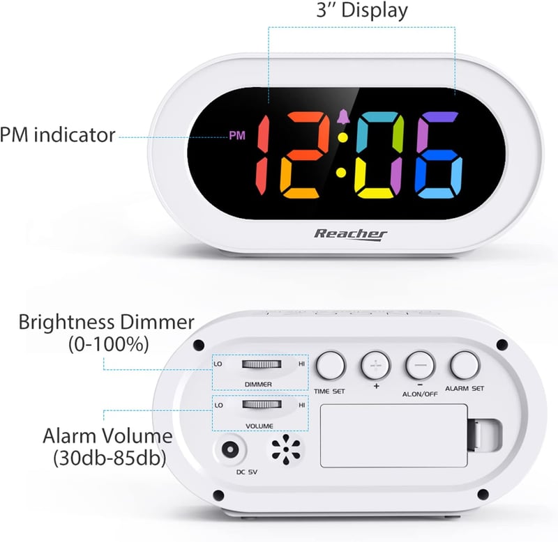 REACHER Kompakt LED Digitális Ébresztőóra Dimmer Funkcióval Hálószobához