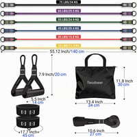Set benzi elastice de fitness Readaeer, 6 piese – cu mânere, ancoră pentru ușă, benzi pentru glezne și poster, expander din latex pentru antrenament de forță și exerciții acasă (300 lbs/135 kg) 8