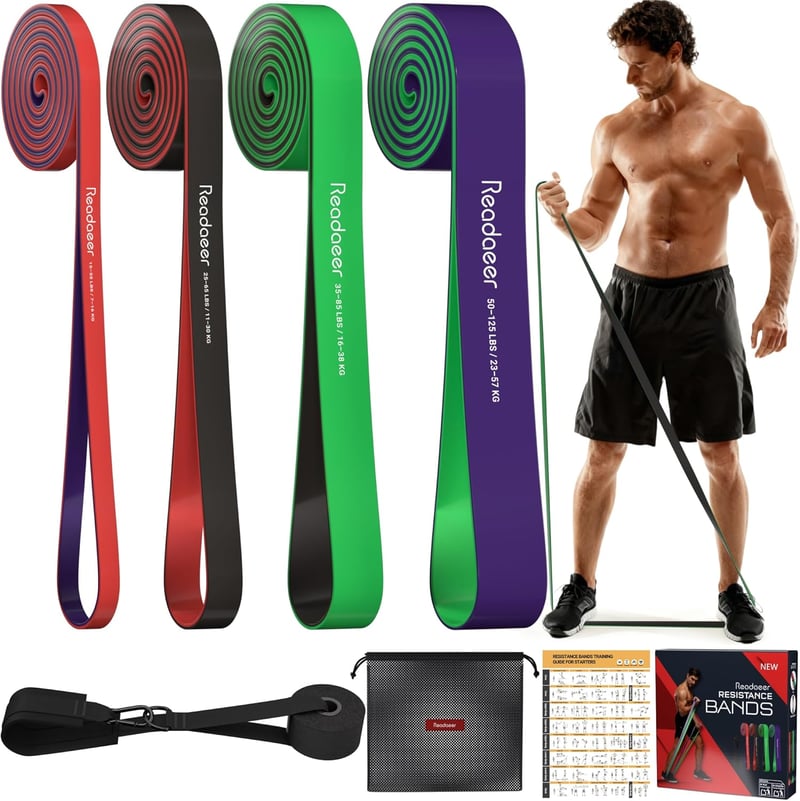 Readaeer Fitnesz Gumiszalag Szett Ajtóhorgos Tárolótáskával Otthoni Edzéshez - 7-57 kg
