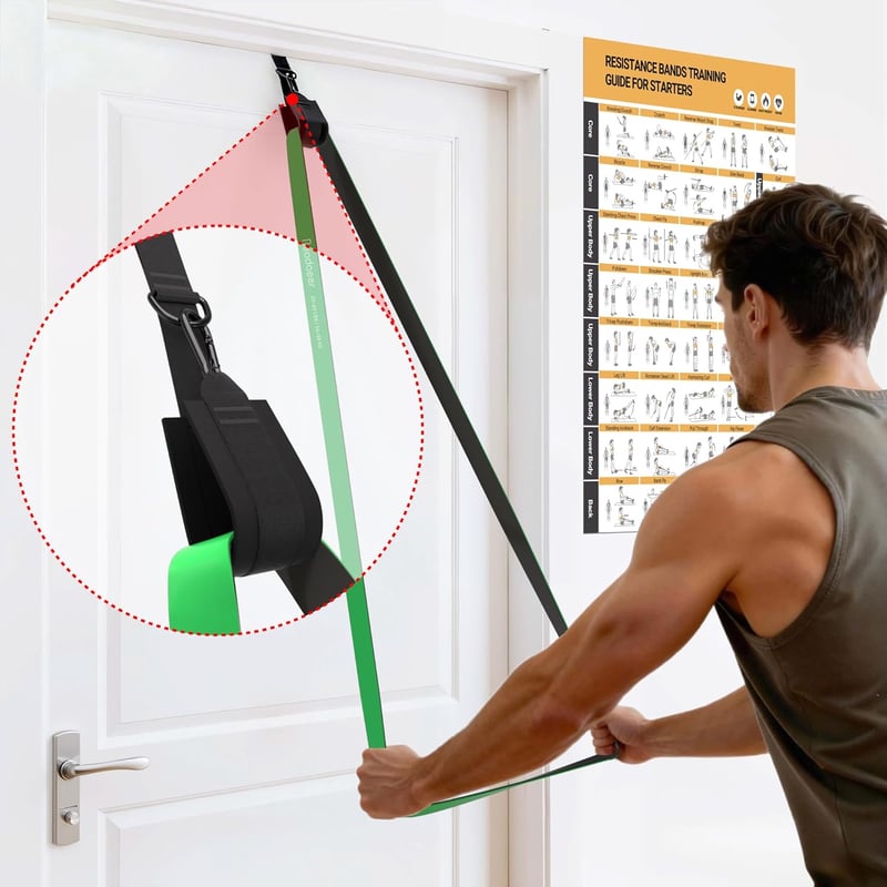 Readaeer Fitnesz Gumiszalag Szett Ajtóhorgos Tárolótáskával Otthoni Edzéshez - 7-57 kg