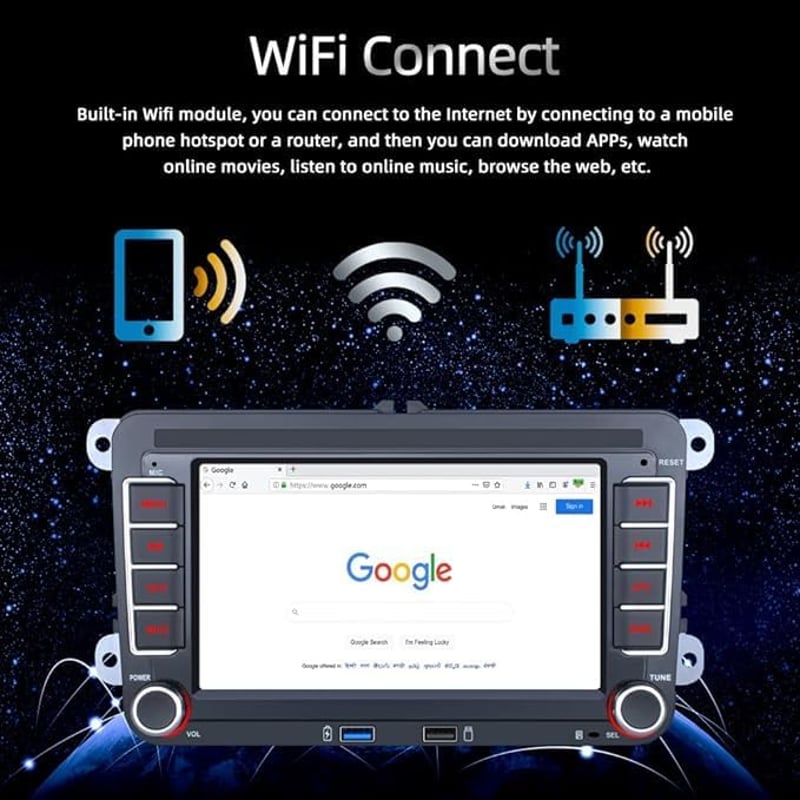 REAKOSOUND Android 11 Autórádió 2DIN VW Golf Passat 7" IPS Bluetooth GPS WiFi