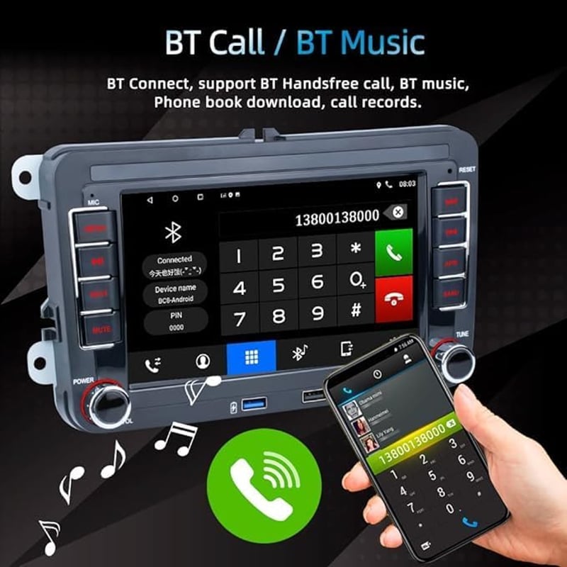 REAKOSOUND Android 11 Autórádió 2DIN VW Golf Passat 7" IPS Bluetooth GPS WiFi