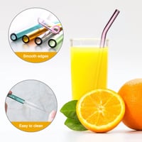 Súprava opakovane použiteľných sklenených slamiek Realjoy – 8 farebných slamiek s 2 čistiacimi kefkami, 195x8 mm, na koktaily, smoothies a ovocné šťavy 4