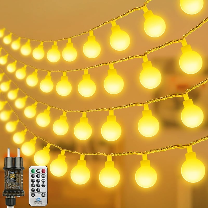 Realky 100 LED tündérfény 15m meleg fehér dimmelhető távirányítóval IP65 - 15 m, Warm White-b