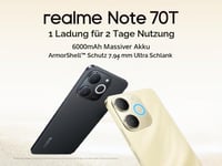 Smartfón realme Note 70T 4G, 4+128 GB, 6000 mAh batéria, 7,94 mm tenký dizajn, osemjadrový procesor T7250, 4+8 GB dynamická RAM, zlatá 5