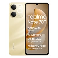 Smartfón realme Note 70T 4G, 4+128 GB, 6000 mAh batéria, 7,94 mm tenký dizajn, osemjadrový procesor T7250, 4+8 GB dynamická RAM, zlatá 1