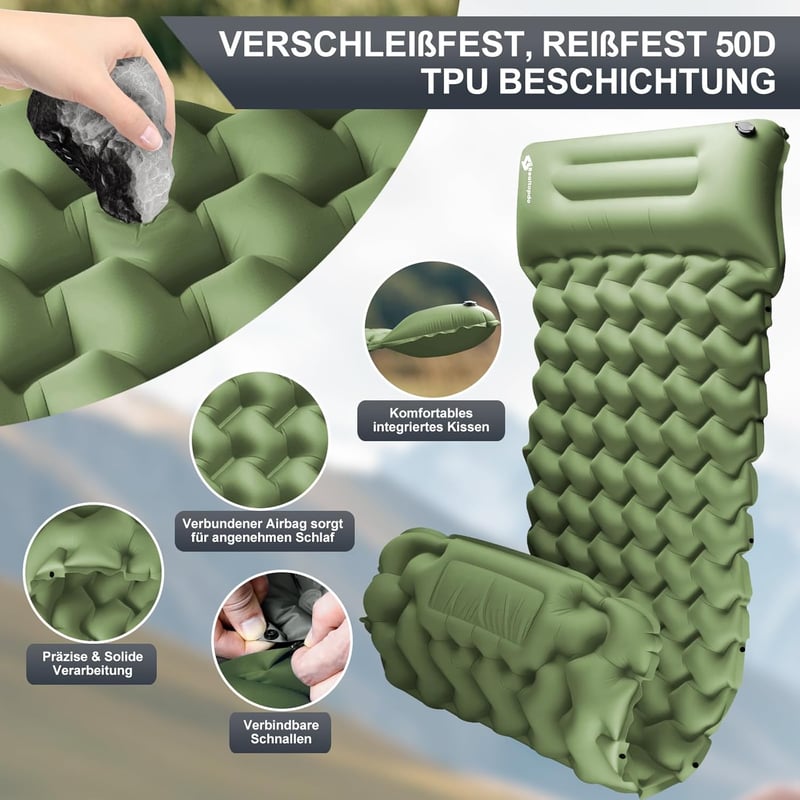 Realtopdo 12cm Önfelfújó Camping Matrac Vízálló Légágy Túrázáshoz Utazáshoz