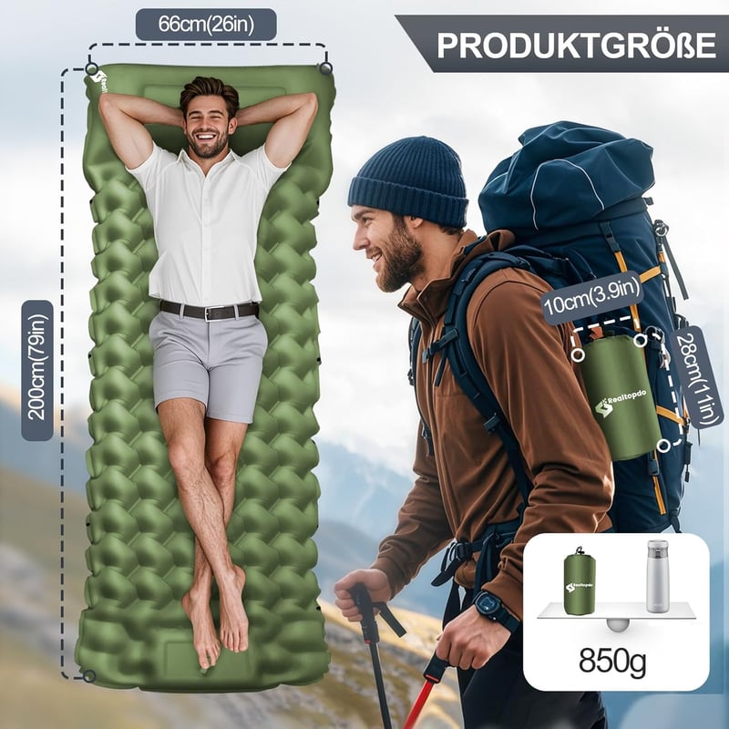 Realtopdo 12cm Önfelfújó Camping Matrac Vízálló Légágy Túrázáshoz Utazáshoz