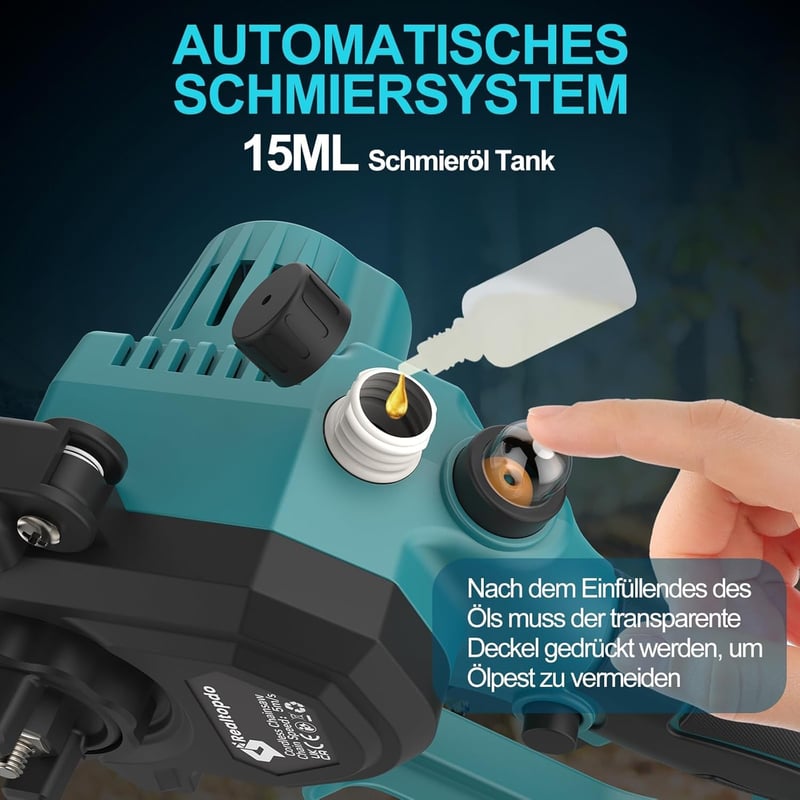 Realtopdo Mini Láncfűrész 15-20 cm Makita 18V Akkumulátorral Kompatibilis Kefe Nélküli Metszőfűrész Automatikus Olajozással