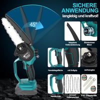 Realtopdo Mini Láncfűrész 15-20 cm Makita 18V Akkumulátorral Kompatibilis Kefe Nélküli Metszőfűrész Automatikus Olajozással 3