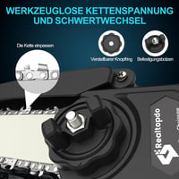 Realtopdo Mini Láncfűrész 15-20 cm Makita 18V Akkumulátorral Kompatibilis Kefe Nélküli Metszőfűrész Automatikus Olajozással 5