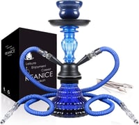 REANICE 11 Colos Vízipipa Szett 2 Csővel - Kék Üveg Shisha Hőkezelő Rendszerrel, Kerámia Dohánytartóval és Kiegészítőkkel - blake, Glass 1