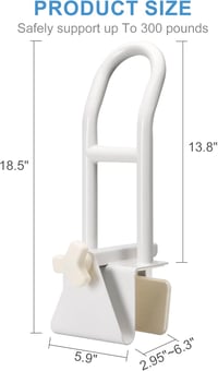 REAQER Fürdőkád Fogantyú Időseknek, Fürdőszoba Biztonsági Rúd 130 kg Terhelhetőség - White, Minimalist, PE plastic, rubber 5