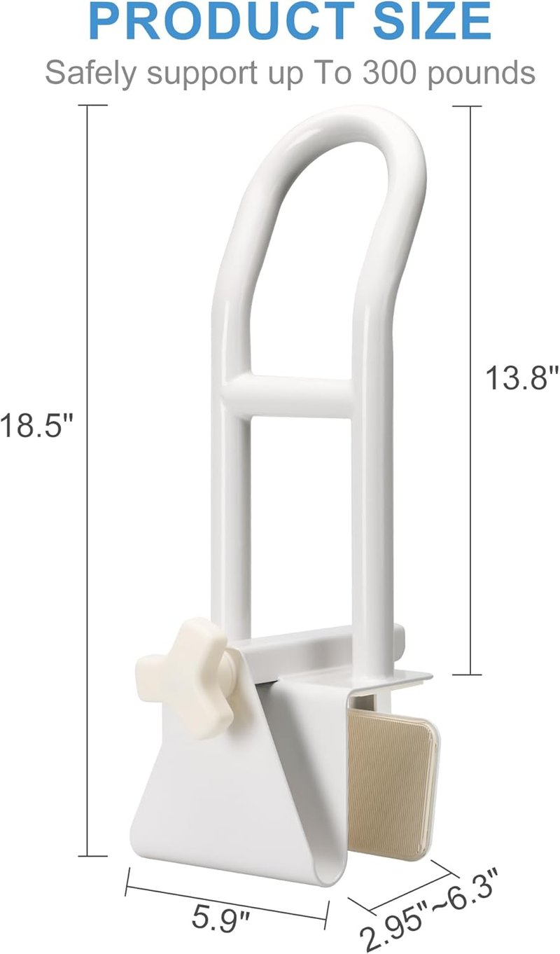 REAQER Fürdőkád Fogantyú Időseknek, Fürdőszoba Biztonsági Rúd 130 kg Terhelhetőség - White, Minimalist, PE plastic, rubber