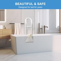 REAQER Fürdőkád Fogantyú Időseknek, Fürdőszoba Biztonsági Rúd 130 kg Terhelhetőség - White, Minimalist, PE plastic, rubber 6