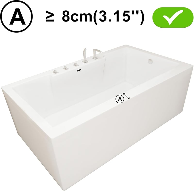 REAQER Fürdőkád Fogantyú Időseknek, Fürdőszoba Biztonsági Rúd 130 kg Terhelhetőség - White, Minimalist, PE plastic, rubber
