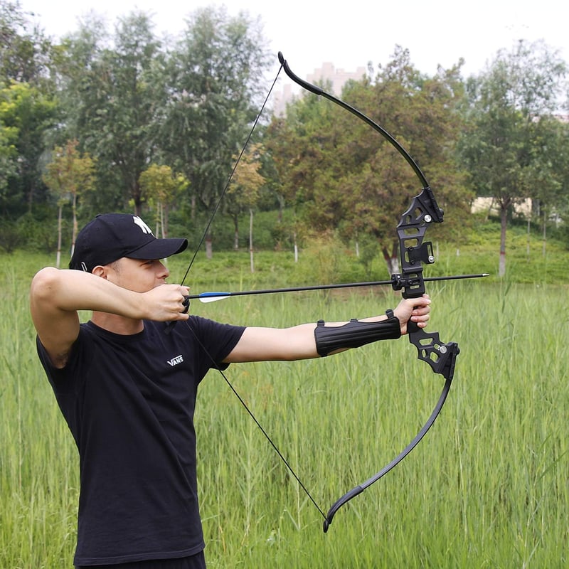 REAWOW 30-40 lb Íjász Készlet - Jobbkezes Reflex Íj Alumínium Markolattal, Szénszálas Nyilakkal, Karvédővel és Ujjvédővel Vadászathoz és Cél