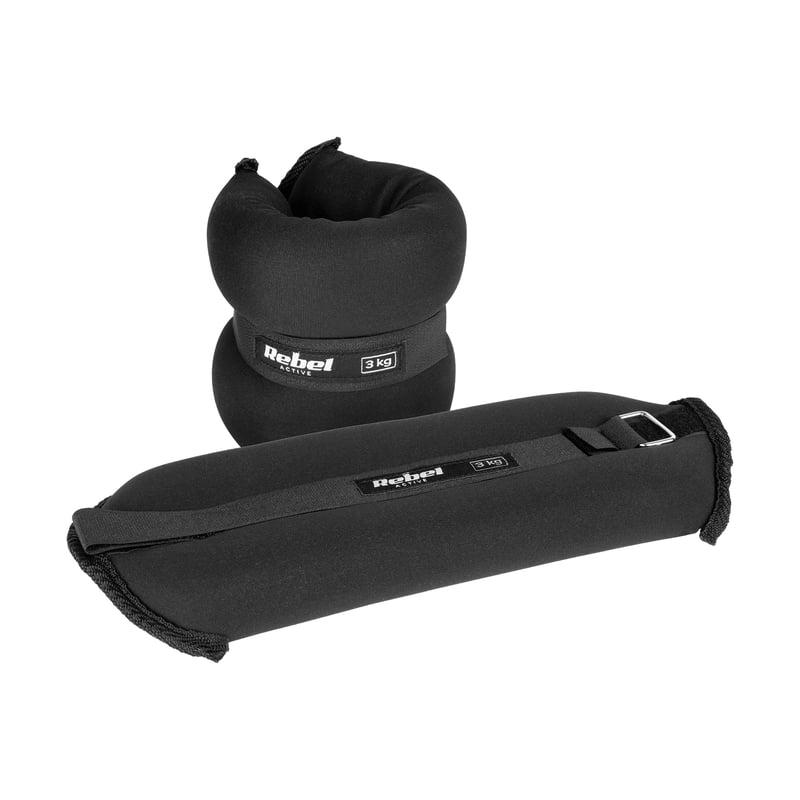 Rebel Electro neoprénové závažia na zápästie a členky 2x3 kg, nastaviteľné záťažové manžety na suchý zips na silový a kardio tréning, modré
