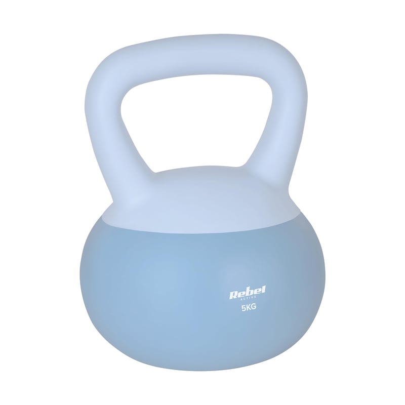 Rebel Electro mäkká kettlebell 5 kg, bezpečné a tiché PVC závažie na fitness tréning