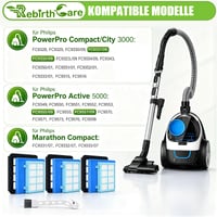 Sada 3 filtrov Rebirthcare pre vysávače Philips FC8010/01, FC9331, FC9332, FC9334, FC9550, FC9555, FC9556, náhradné príslušenstvo PowerPro Compact Active City 2