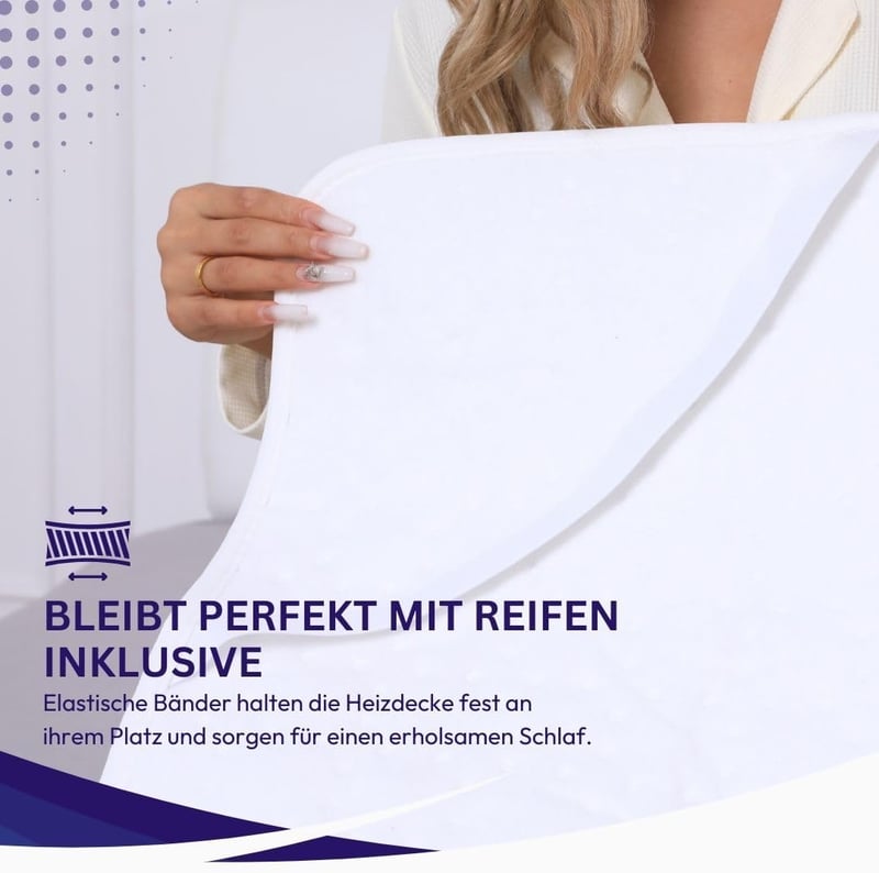 Recalma elektromos fűtő ágymelegítő takaró, 190 x 80 cm, fehér fűtő alátét, 6 fokozat, időzítő, automatikus kikapcsolás