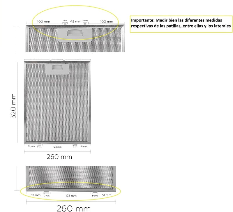 Recamania Páraelszívó Szűrő 320x260mm - Alumínium Zsírszűrő Készlet 2db - Univerzális Konyhai Elszívó Filter Csere