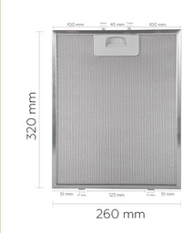 Recamania Páraelszívó Szűrő 320x260mm - Alumínium Zsírszűrő Készlet 2db - Univerzális Konyhai Elszívó Filter Csere 2