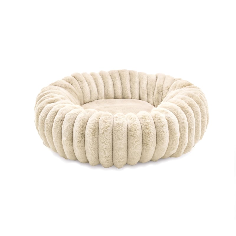 Culcuș Rotund de Pluș pentru Câini și Pisici Record Comfit - 70x17 cm - Pat Moale pentru Animale de Companie, Culoare Bej