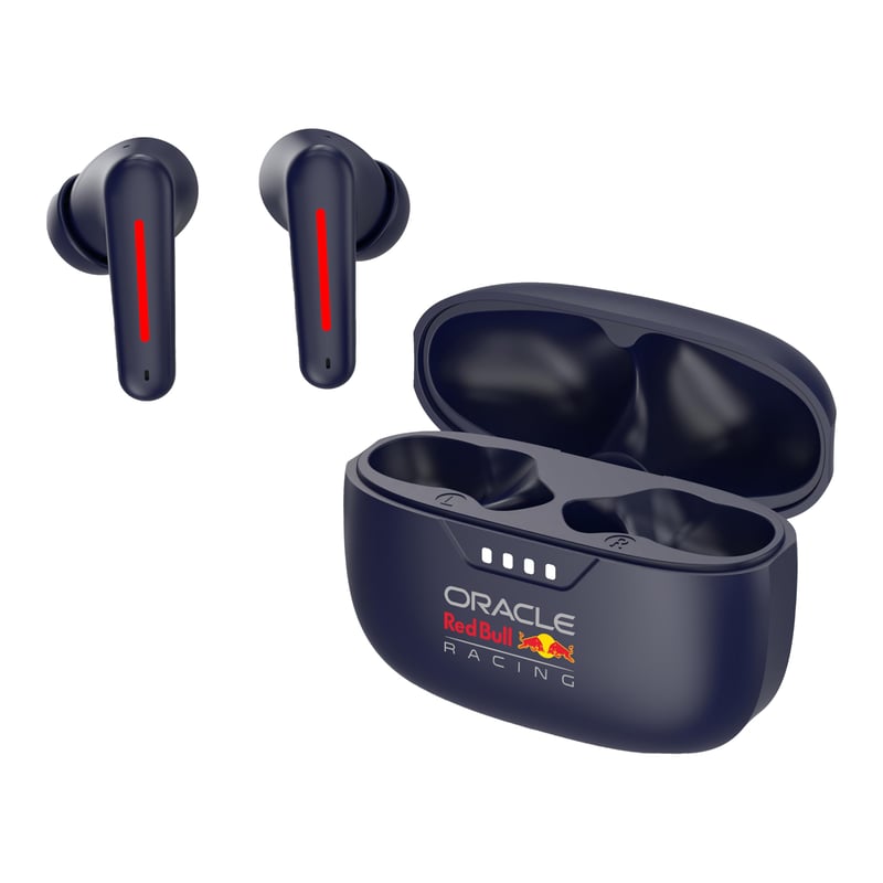Căști In-Ear Bluetooth Red Bull Racing RB-EB100E, difuzor 13 mm, carcasă de încărcare USB-C, autonomie baterie 5-6 ore, cutie de încărcare 300 mAh, rază de acțiune 10 m