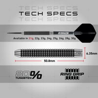 Set de Darts cu Vârf Fix RED DRAGON Pegasus Professional, 80% Tungsten, 21g - Include Fluturași, Tije și Toc 4