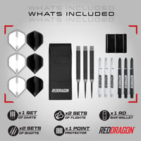 Set de Darts cu Vârf Fix RED DRAGON Pegasus Professional, 80% Tungsten, 21g - Include Fluturași, Tije și Toc 2