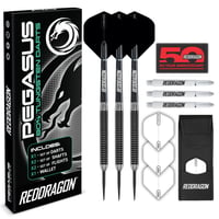 Set de Darts cu Vârf Fix RED DRAGON Pegasus Professional, 80% Tungsten, 21g - Include Fluturași, Tije și Toc 1