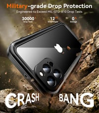 Husă anti-șoc Red2Fire pentru iPhone 12 Pro Max, cu 2 folii de protecție din sticlă securizată pentru ecran și protecție pentru lentila camerei, rezistență la căderi de 3,6 m standard militar, protecție robustă 3