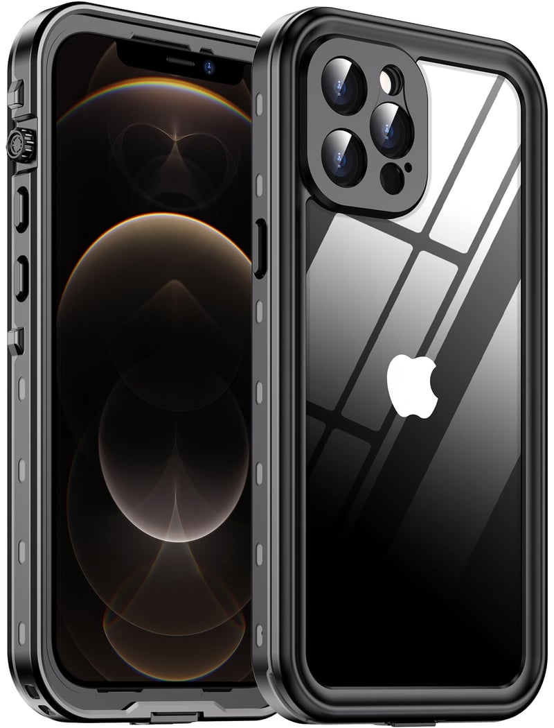 Husă anti-șoc Red2Fire pentru iPhone 12 Pro Max, cu 2 folii de protecție din sticlă securizată pentru ecran și protecție pentru lentila camerei, rezistență la căderi de 3,6 m standard militar, protecție robustă