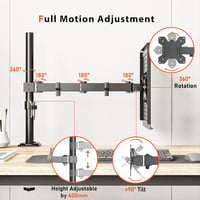REDBAT Dupla Monitor és Laptop Állvány 13-32 colos Monitorokhoz, 8kg Terhelhetőség 2